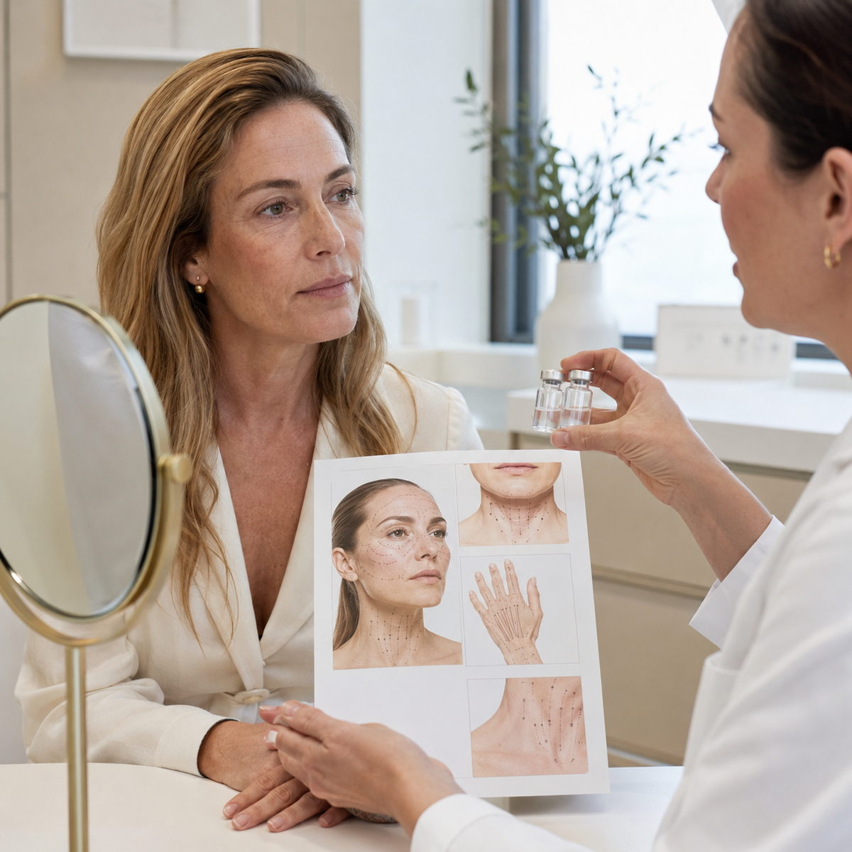 Consulta dermatológica de piel con rojez en la zona centrofacial