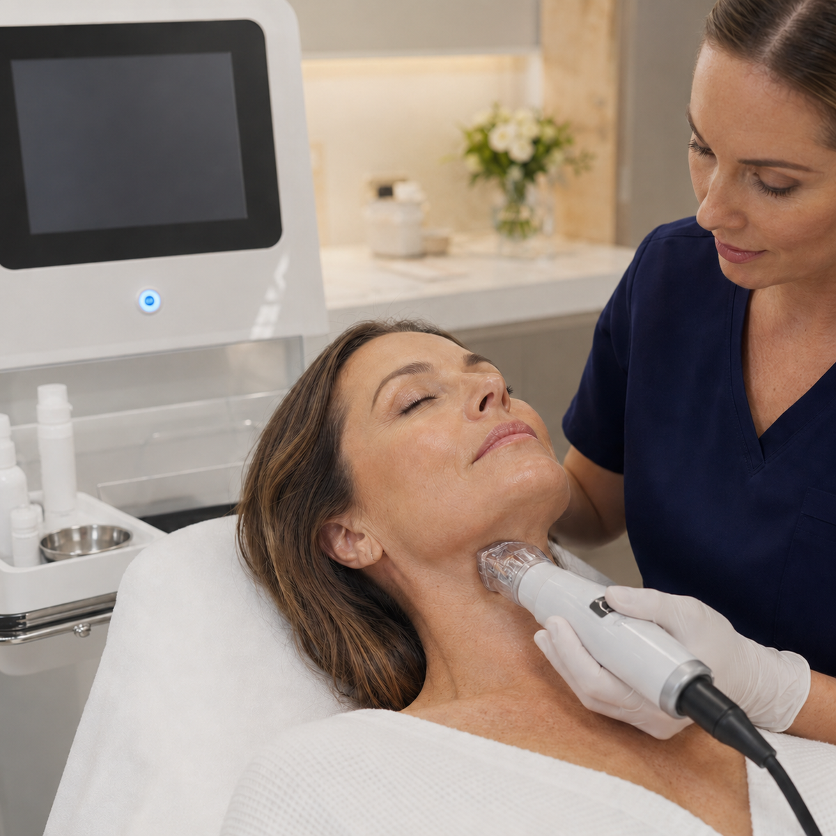 Perfil del contorno mandibular y cuello. Fotografía propia.